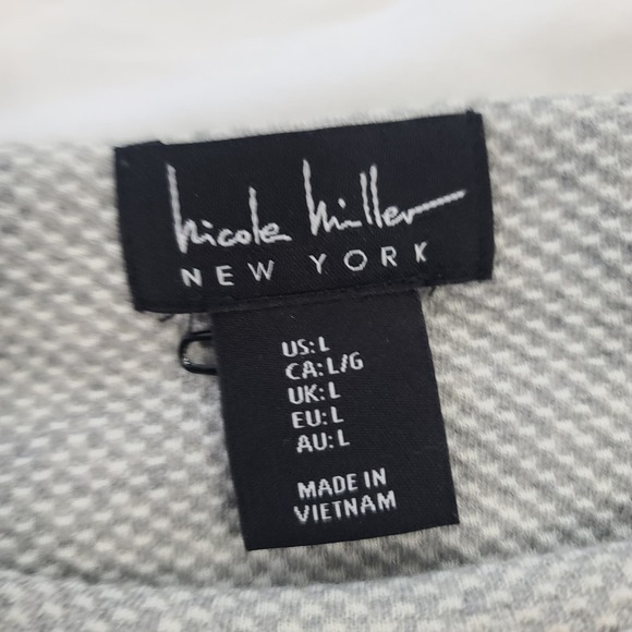 Nicole Miller New York Dress Gray Large 3/4 Sleeve Pockets Stretch Knit Short - Picture 2 of 8